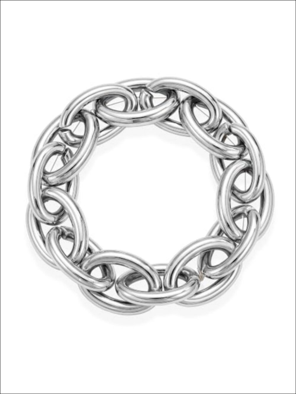 Chunky Link Chain Stretch Bracelet Silver Plated Statement Stackable